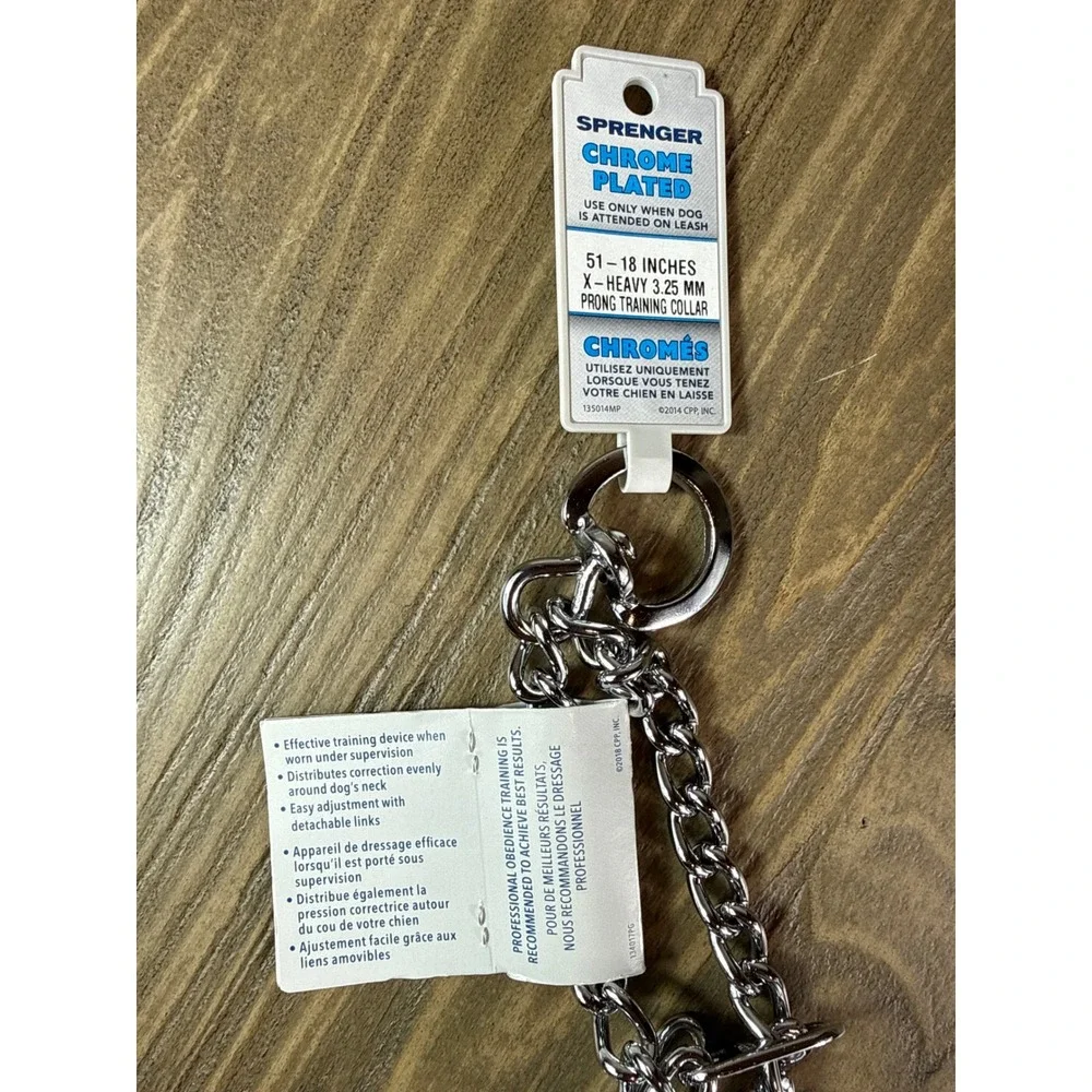 Herm Sprenger Ultra Training Collar Dog 18in Silver New Chrome 3.25mm Prong